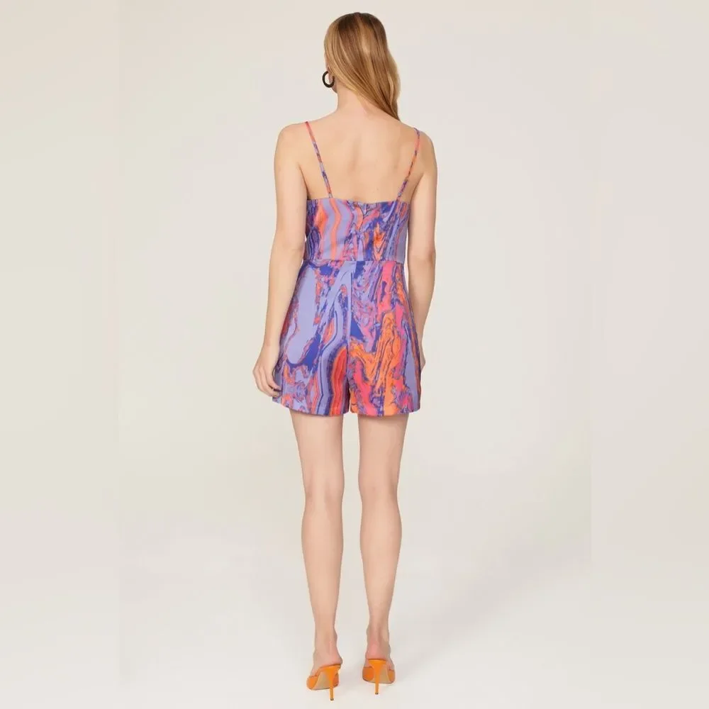 Louna Cowl Neck‎ Romper Marble Lg $220
